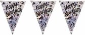 Vlaggenlijn slinger Happy New Year thema holografisch - 360 cm - oud en nieuw versieringen feestartikelen
