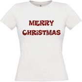 Merry christmas T-shirt maat L Dames wit