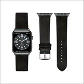 Zwart Lederen Apple horlogeband (38mm) zwarte adapter