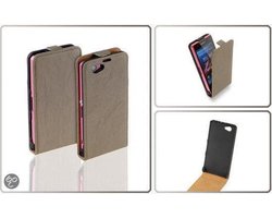 Lelycase Vintage Creme Lederen Flip Case Hoesje Sony Xperia Z1 Mini Compact