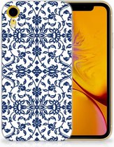Geschikt voor iPhone XR Silicone Back Cover Flower Blue