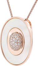 Orphelia ZH-7292 - CHAIN WITH PENDANT OVAL PLATED WITH CENTER ZIRCONIUM - 925 silver - cubic zirkonia - parelmoer -  45 cm