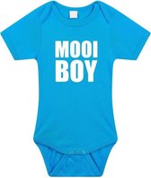 Mooiboy tekst baby rompertje blauw jongens - Kraamcadeau - Babykleding 68 (4-6 maanden)