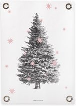 Villa Madelief Tuinposter Pinetree Pink - 50x70cm - Vinyl - Tuindecoratie - Tuinschilderij - Schuttingposter - Tuindoek - Buitenposter voor in de tuin - Waterafstotend - Kerst Collectie