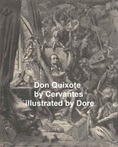 Don Quixote door Cervantes, geïllustreerd door Dore. Zwart-wit gravure van een man in een stoel, omringd door fantasierijke scènes.