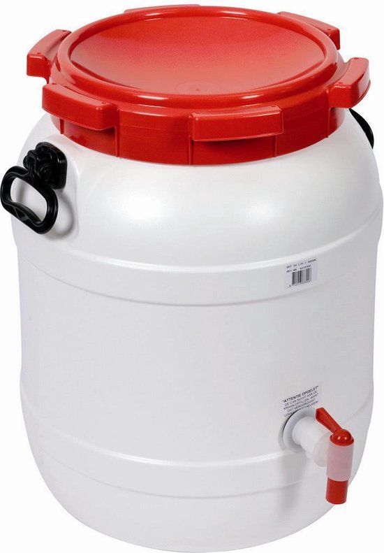 Vat Met Kraan - 54 Liter - Water- En Luchtdicht - Wit/rood | bol.com