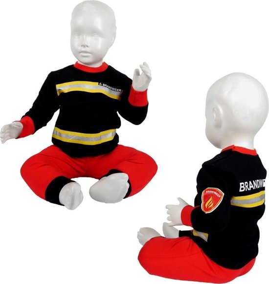 Fun2Wear Brandweer Pyjama Zwart Nieuw uniform - Maat 68