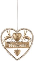 6Y1292M - Decoratie hart hangend - 18 x 19 cm - ijzer - goud