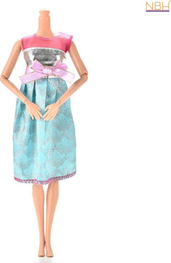 bol.com | Glitter jurk met strik voor de Barbie pop