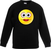 Smiley/ emoticon sweater diva zwart kinderen 7-8 jaar (122/128)