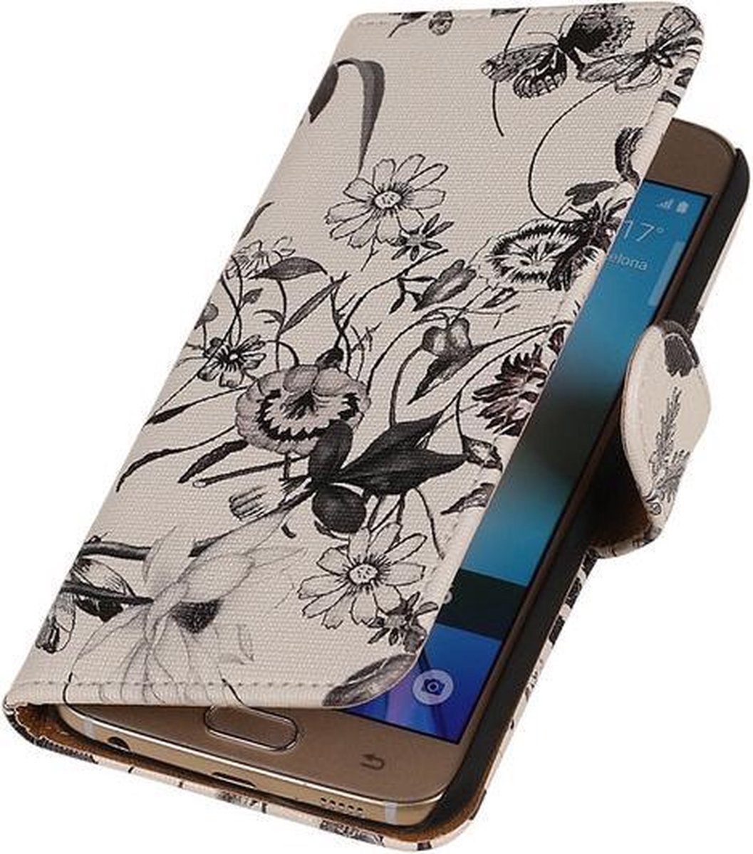 BestCases.nl Zwart Bloem Booktype wallet hoesje voor Apple iPhone 6 / 6s