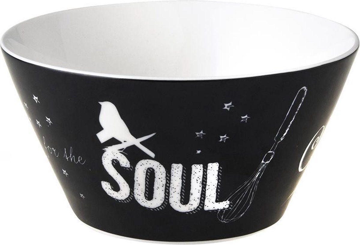 Dutch Rose Zwart/Wit Kom Soul - Ø14cm - Zwart