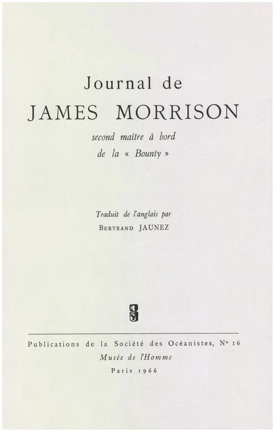 Publications de la SdO - Journal de James Morrison, second m ... - cover