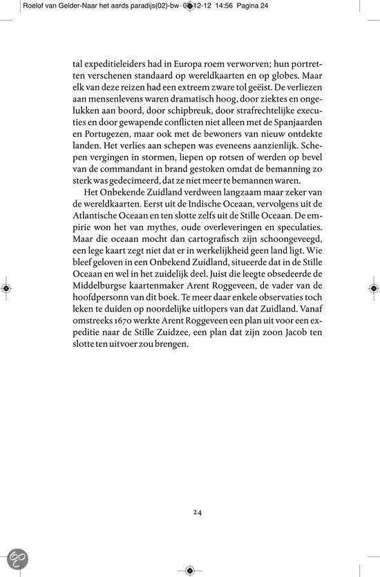 Pagina 24 uit 'Naar het aards paradijs', met tekst over Europese ontdekkingsreizigers en Jacob Roggeveen.