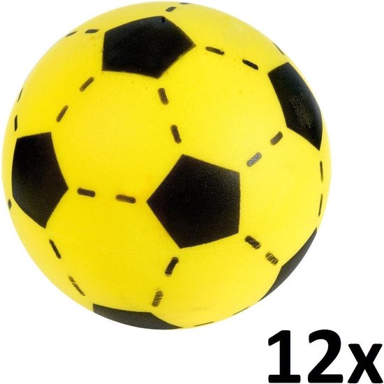 12x Soft voetbal - Foam bal - 20cm - Zwart-Geel | bol.com
