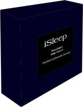 iSleep Dubbel Jersey Hoeslaken - Tweepersoons - 130/140x200 cm - Donker Blauw