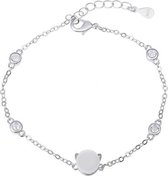 24/7 Jewelry Collection Parel en Kat Armband - Poes - Diamantjes - Zilverkleurig