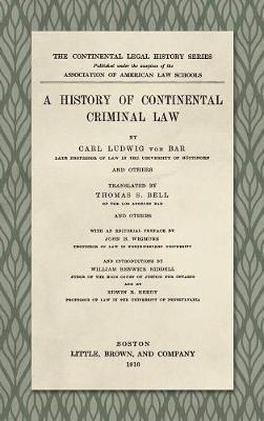 A History of Continental Criminal Law (1916) - cover