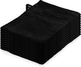 Lumaland - Handdoekje - Set van 10 washandjes - 100% katoen - 16x21cm - Zwart