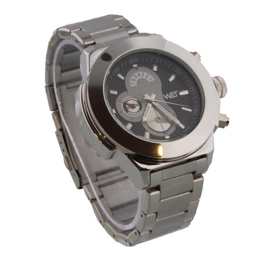 Zilver metalen horloge met zwarte wijzerplaat | bol.com