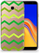 Geschikt voor Samsung Galaxy J4 Plus (2018) TPU Siliconen Hoesje Zigzag Groen