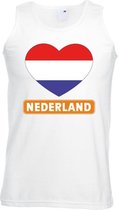 Nederland hart vlag singlet shirt/ tanktop wit heren S