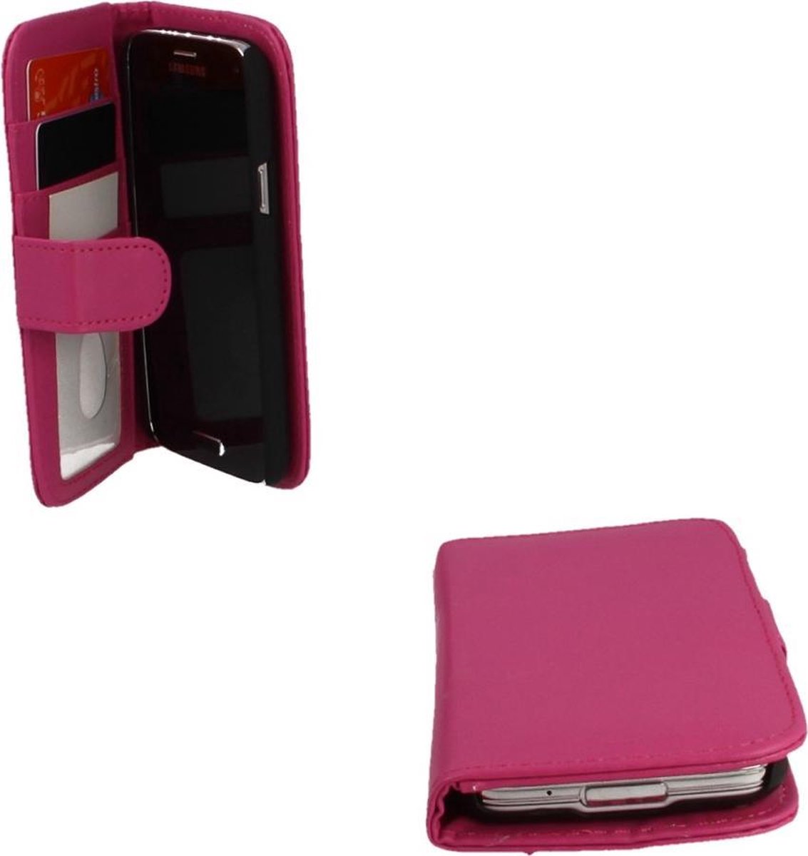 Samsung Galaxy S5 mini G800 Luxury PU Leather Flip Case With Wallet & Stand Function Roze Pink