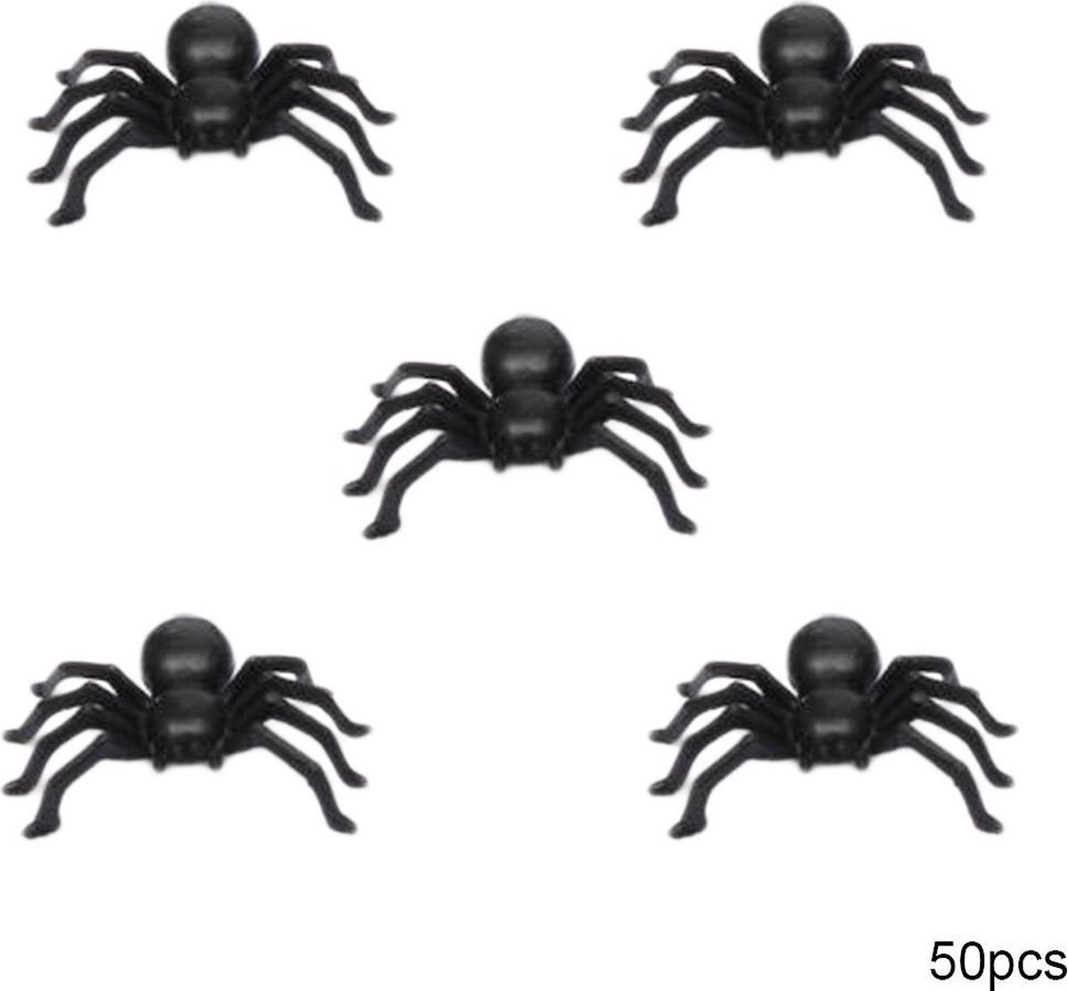 Nep spinnen Spiders Versiering 50 Stuks Zwart Halloween