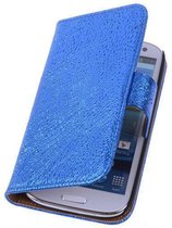 Glamour Blue Samsung Galaxy S5 Echt Leer Wallet Case