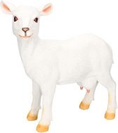 Dierenbeelden witte geit - Decoratie beeldje wit geitje 28 cm