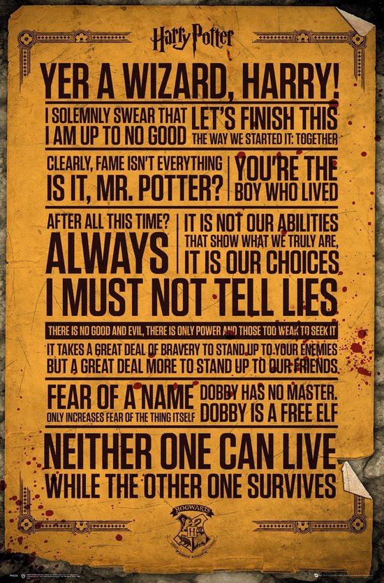 Harry Potter Poster - Film - Quotes - Yer a Wizard - Rowling - 61 x 91.5 cm
