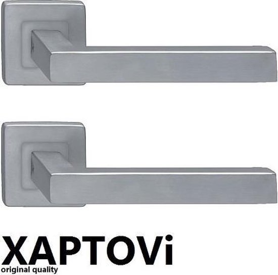 Vierkante deurkruk deurklink van geborsteld RVS. Wordt per paar geleverd,... bol.com