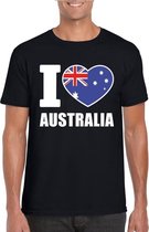 Zwart I love Australie fan shirt heren XXL