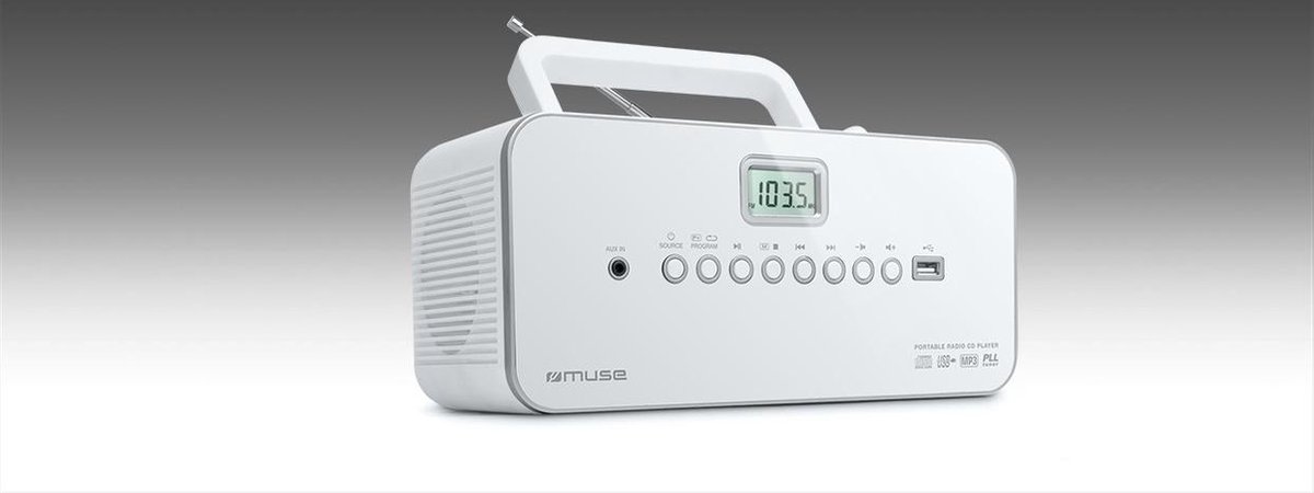 Muse M-28RDW - Draagbare radio/CD-/MP3-speler met USB, wit | bol.com