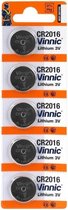 5 Stuks (1 Blisters a 5st) - Vinnic CR2016 Professional Electronics 3V 90mAh Lithium knoopcel