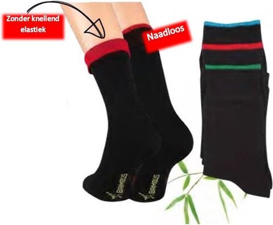 Bamboe sokken zonder knellende boord. Set van 3 paar. Maat 39/42. | bol.com