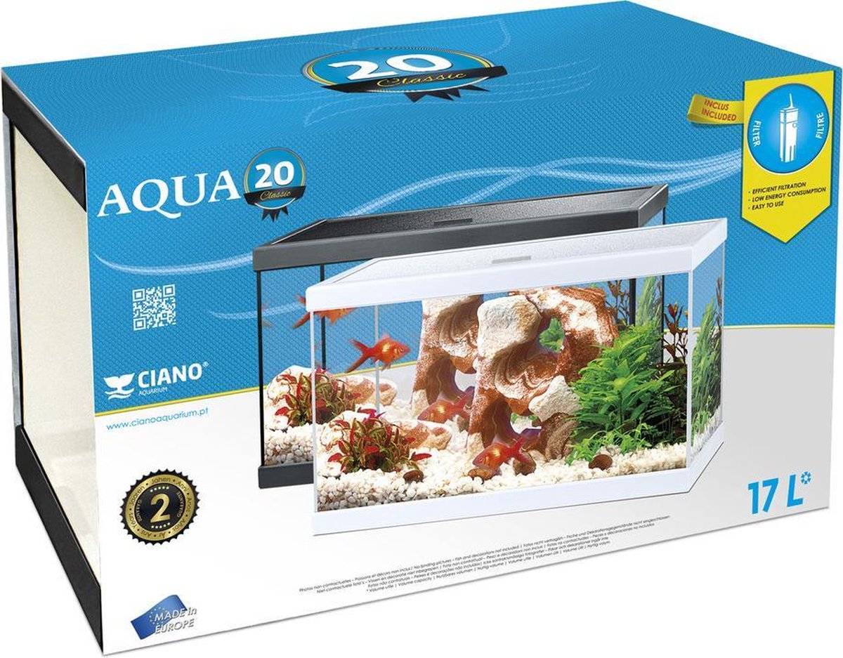 Ciano - Aquarium Classic Blanc + Filtre CF40 - 20L