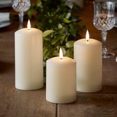 LED warmwitte XL waskaarsen 3 stuks  | echt vlameffect en veilige LEDkaarsen | was led kaarsen | led-kaarsen wit met echt vlam effect | met timer functie | batterijen