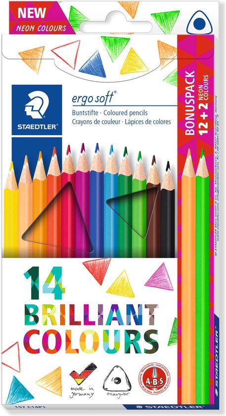 STAEDTLER ergosoft kleurpotlood - set 12 st + 2 neon gratis