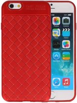 Geweven TPU Siliconen Case voor iPhone 6 Rood