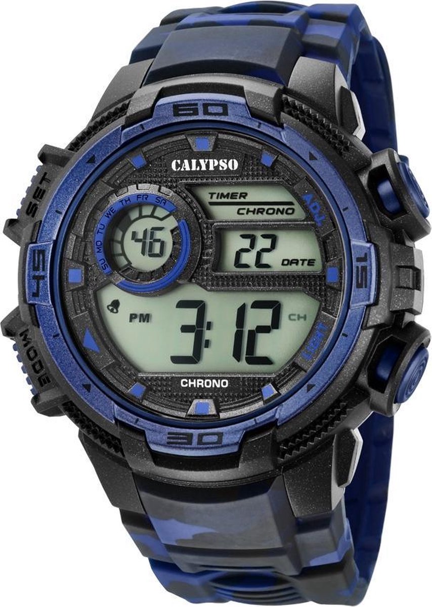 Calypso K5723/1 Digitaal - Horloge - Kunststof - Camouflage blauw - Ø 51 mm