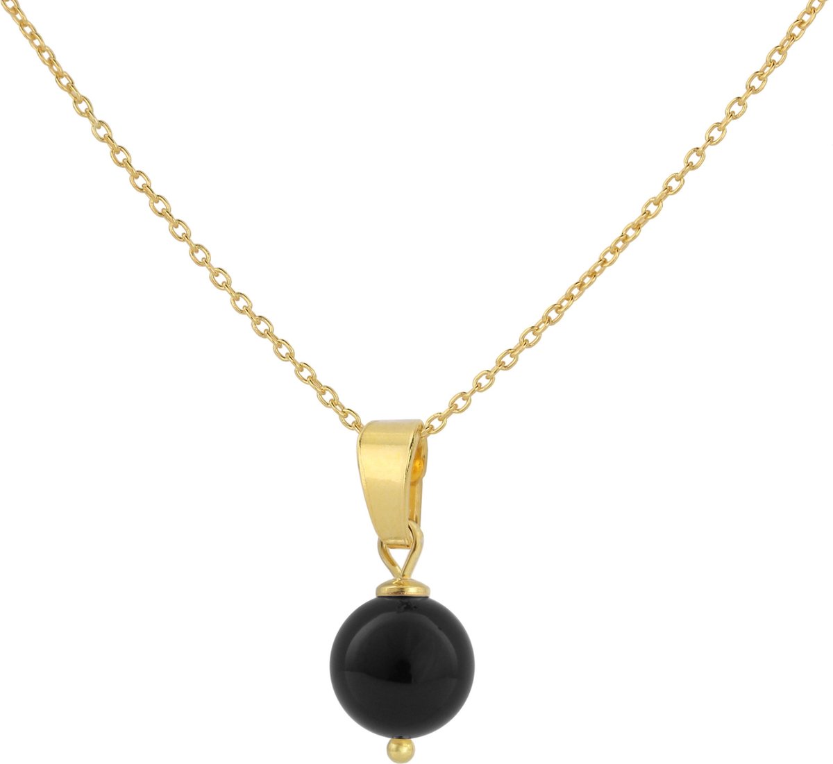 ARLIZI 1042 Ketting Parel Hanger - Dames - Verguld - 44 cm - Zwart