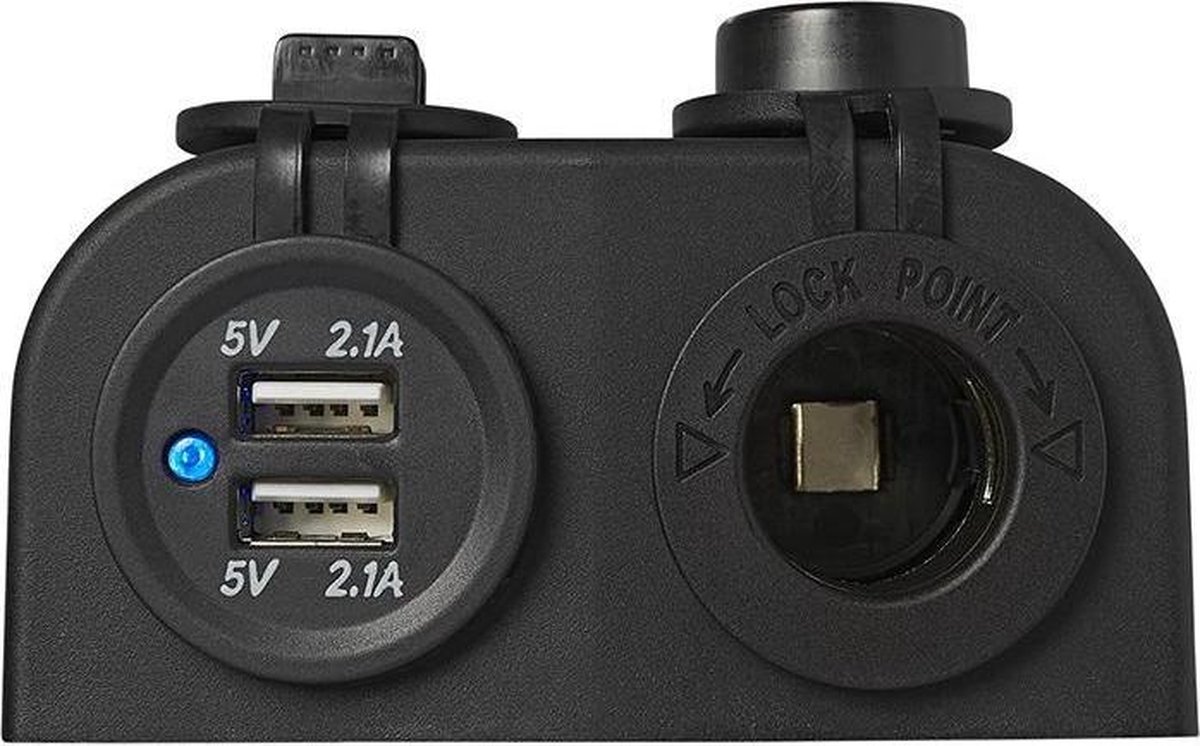 Pro+ Opbouw kit: stekkerdoos DIN + USB poort dubbel 2x2100mA in blister