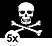 5x Piraten thema stickers 7.5 x 10 cm