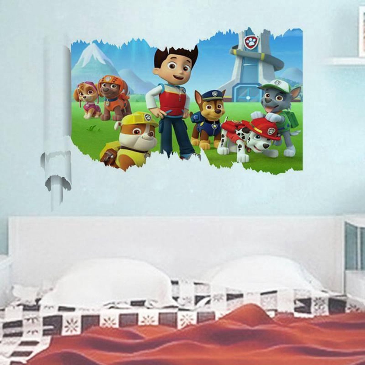 Paw Patrol Muursticker Ryder en zijn PAW Patrol vrienden 50 x 70 cm