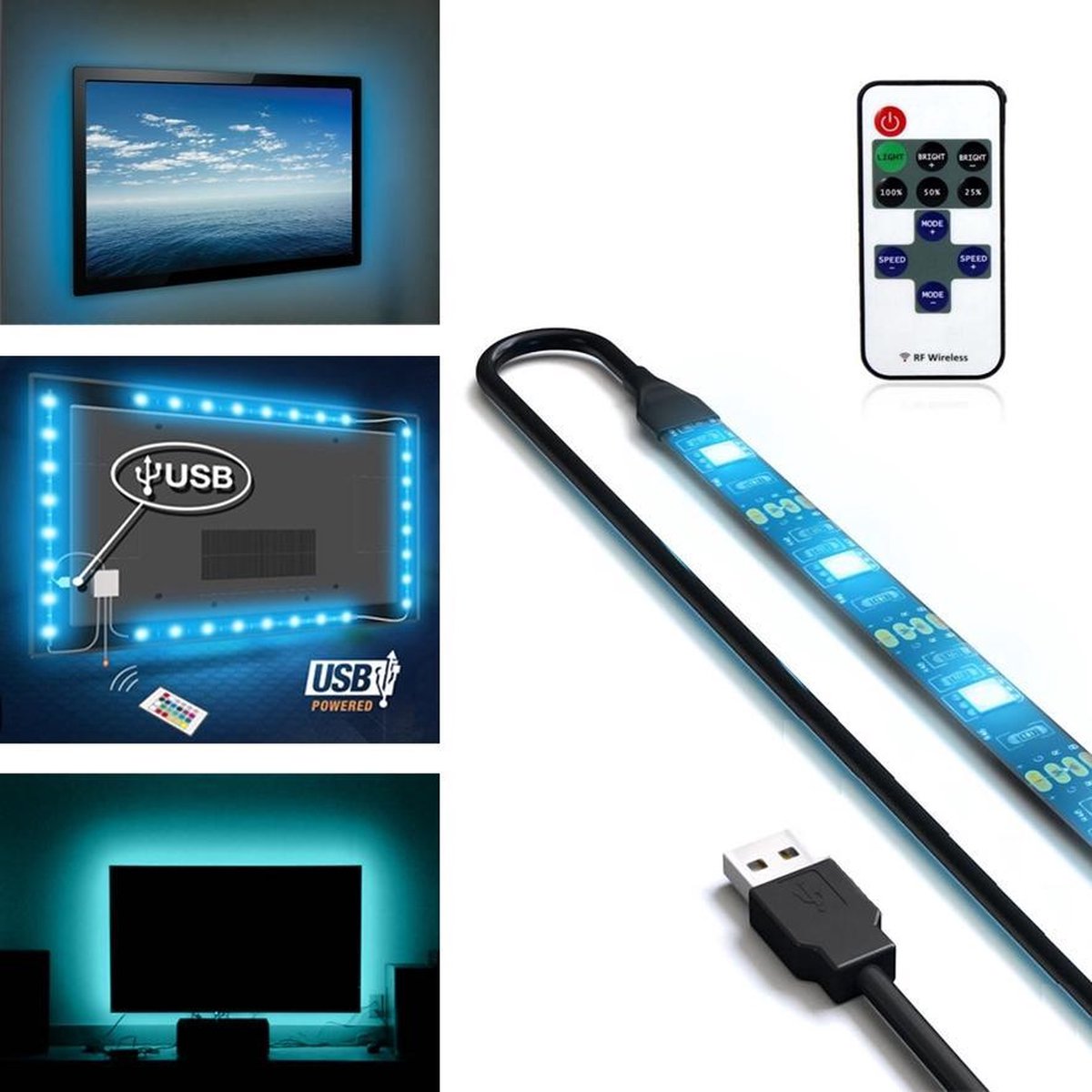 TV LED Strip|LED Strip | 1 Meter | 14 Kleuren: RGB | Afstandsbediening | bol