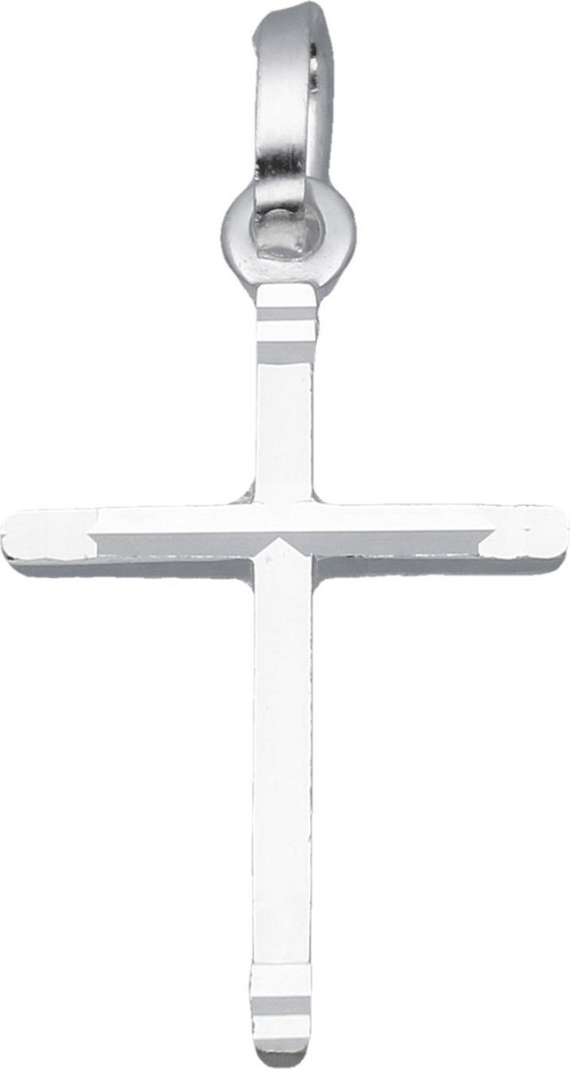 Classics&More hanger - kruisje - zilver - 19 x 12 mm - bewerkt - massief