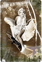 Marilyn Monroe Hollywood Metalen wandbord met reliëf 20 x 30 cm.