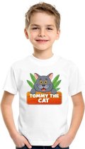 Tommy the Cat t-shirt wit voor kinderen - unisex - katten / poezen shirt XS (110-116)