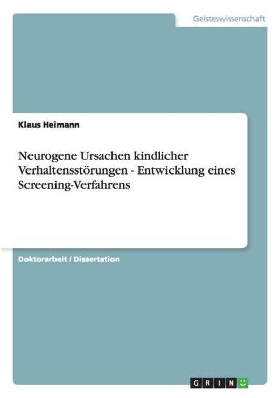 Neurogene Ursachen kindlicher Verhaltensstoerungen - Entwick ... - cover